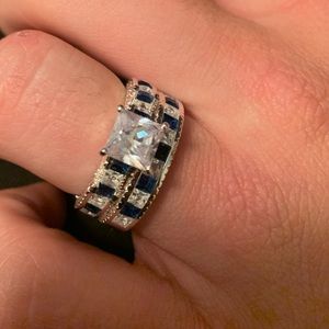 😁Blue & White Sapphire silver 925 set